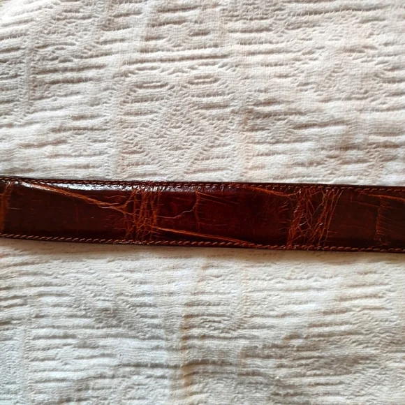 VTG Ralph Lauren Genuine Alligator Belt Sterling Silver 1985 Brown 26 - Picture 12 of 16
